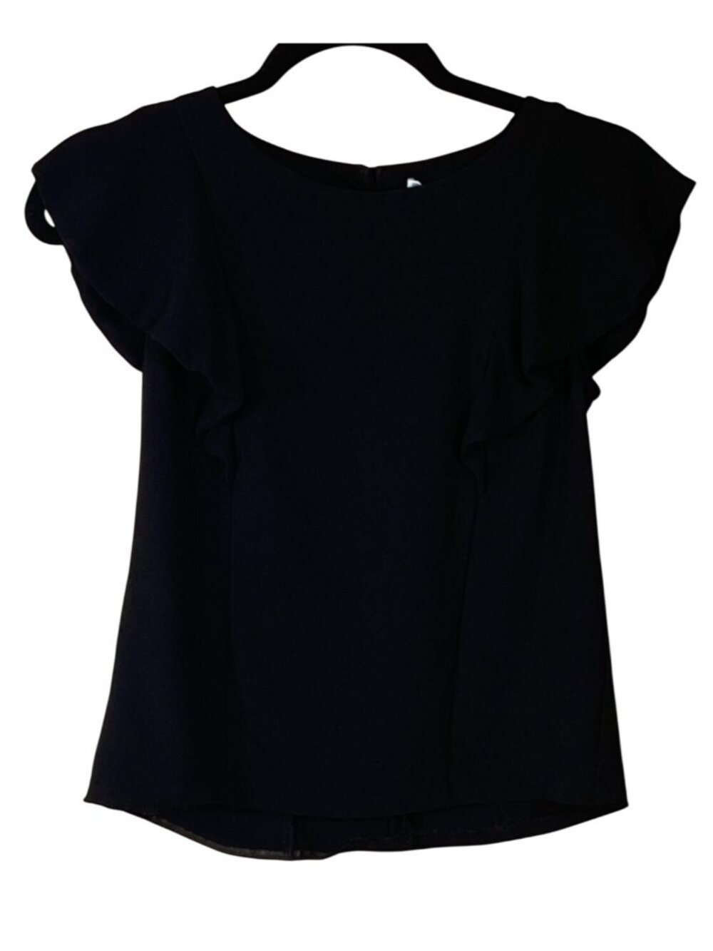 Draper James Top Cropped Flutter Cap Sleeve Black Size 0 Blouse